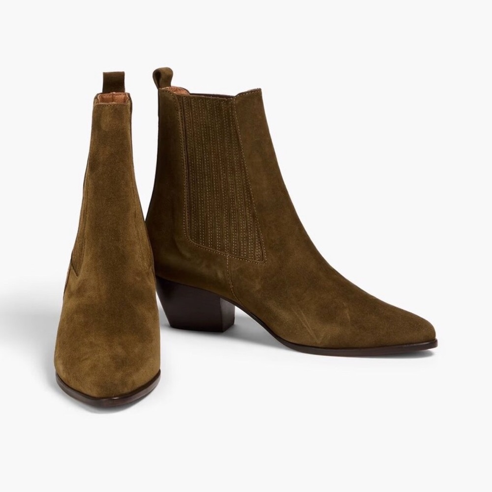 NWB SANDRO Amelya Suede Ankle Boots Women’s Size 36‎ Kaki - Picture 9 of 10